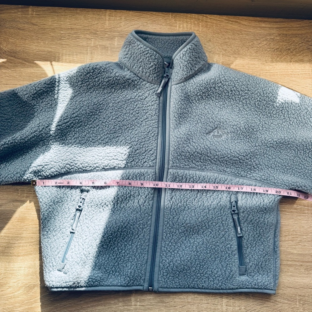 Aritzia TNA Polartec Fleece Thermal Hi-hip Zip Hoodie Shady Blue Small - Picture 4 of 7